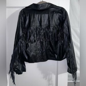 Faux Leather fringe jacket